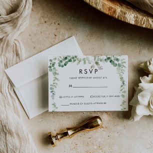 Frühlings-Eukalyptus-Grün Minimalistische RSVP Karte