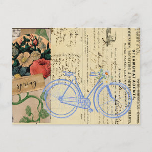 Frühlings-Fahrrad-Collage-Postkarte Postkarte