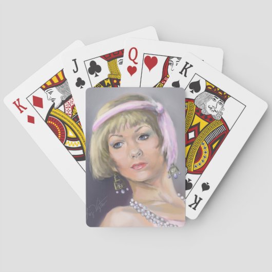 Frühlings-Flapper-Portrait-Spielkarten Spielkarten (Rückseite)
