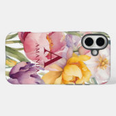 Frühlings-Floral-Monogramm Case-Mate iPhone Hülle (Rückseite (Horizontal))