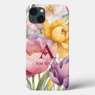 Frühlings-Floral-Monogramm Case-Mate iPhone Hülle