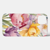 Frühlings-Floral-Monogramm Case-Mate iPhone Hülle (Rückseite (Horizontal))