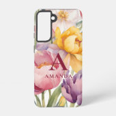 Frühlings-Floral-Monogramm Samsung Galaxy Hülle (Rückseite)