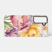Frühlings-Floral-Monogramm Samsung Galaxy Hülle (Rückseite (Horizontal))