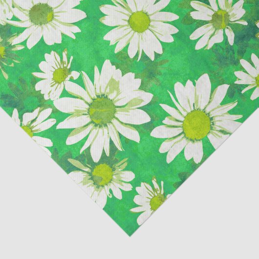 Frühlings-Gänseblümchen auf Grün Seidenpapier (Ausschnitt)