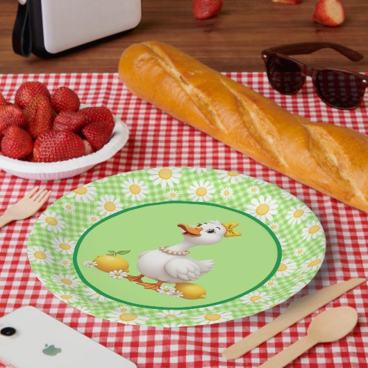 Frühlings-Gänseblümchen-Gans Pappteller (Picknick)