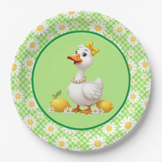 Frühlings-Gänseblümchen-Gans Pappteller (Vorderseite)