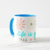 Frühlings-Gänseblümchen-Tasse, Boho-Pastell-Blumen Tasse (Vorderseite Links)
