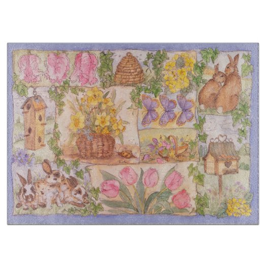 Frühlings-Garten-Glasschneiden-Brett Schneidebrett (Vorderseite)