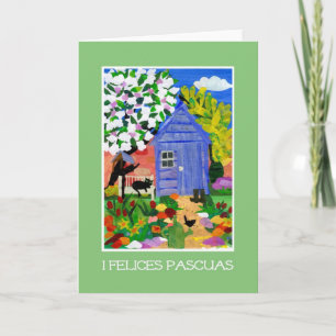 "Frühlings-Garten-" Ostern-Karte - spanischer Gruß Feiertagskarte