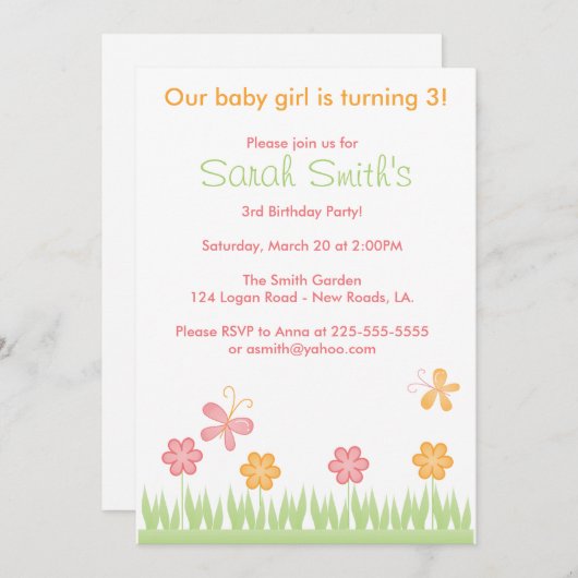 Frühlings-Geburtstag Einladung (Vorne/Hinten)
