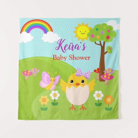 Frühlings-Geburtstags-/Babyparty-Hintergrund-Fahne Wandteppich (Vorderseite)