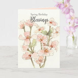 Frühlings-Geburtstagsglückwünsche rosa Dogwood-Blü Karte