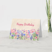 Frühlings-Geburtstagswünsche Wiesen-Blumen-Design Karte (Vorderseite)