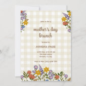 Frühlings-Gingham-Blumen-Muttertag Einladung (Vorderseite)