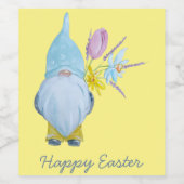 Frühlings-Gnom Frohe Ostern Weinetikett (Einzelnes Label)