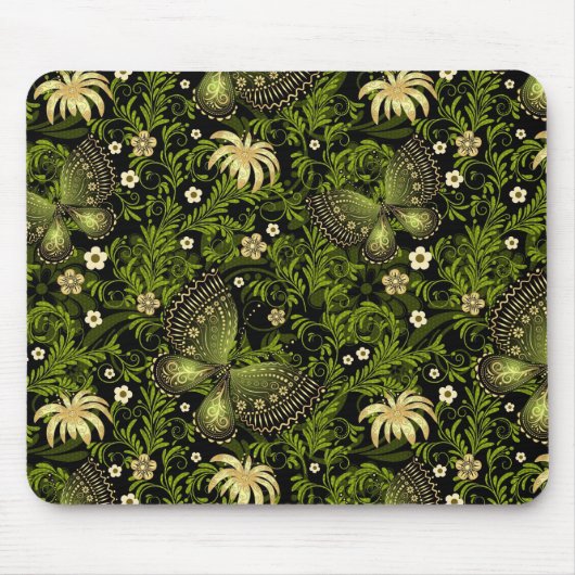 Frühlings Grün-Gold-Muster Mousepad (Vorne)