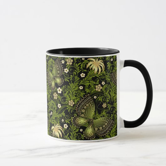 Frühlings Grün-Gold-Muster Tasse (Rechts)