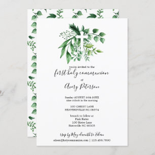 Frühlings-grünes botanisches Kreuz-erste heilige Einladung