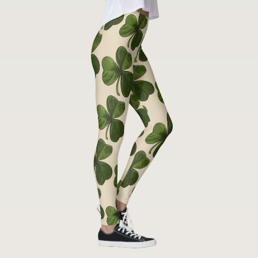 Frühlings-grünes irisches Kleeblatt-Muster Leggings (Rechts)