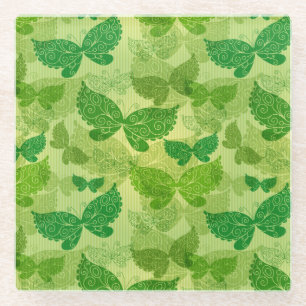 Frühlings-grünes Muster Glasuntersetzer