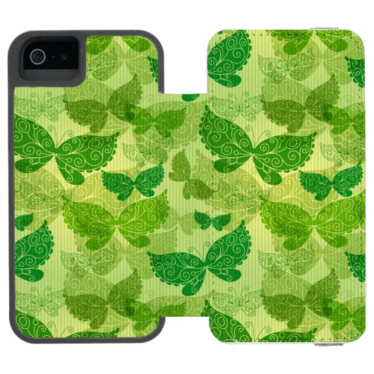 Frühlings-grünes Muster Incipio iPhone Geldbeutel-Hülle (Folio Geöffnet)
