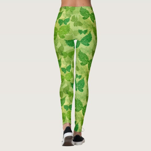 Frühlings-grünes Muster Leggings (Rückseite)