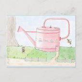 Frühlings gruss hummel gießkanne garten postkarte (Vorderseite)