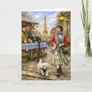 Frühlings-Grußkarte mit Poodle aus Paris Karte