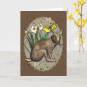 Frühlings-Hasen 1 Gruß-Karte Karte (Gelbe Blume)