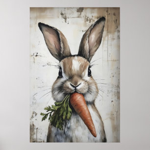 Frühlings-Hasen-Karotten-Druck, Osterhase Poster