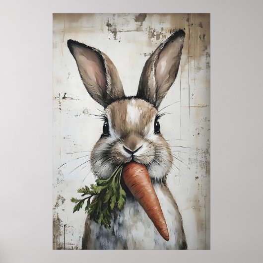 Frühlings-Hasen-Karotten-Druck, Osterhase Poster (Vorne)