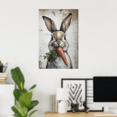 Frühlings-Hasen-Karotten-Druck, Osterhase Poster (Heimbüro)