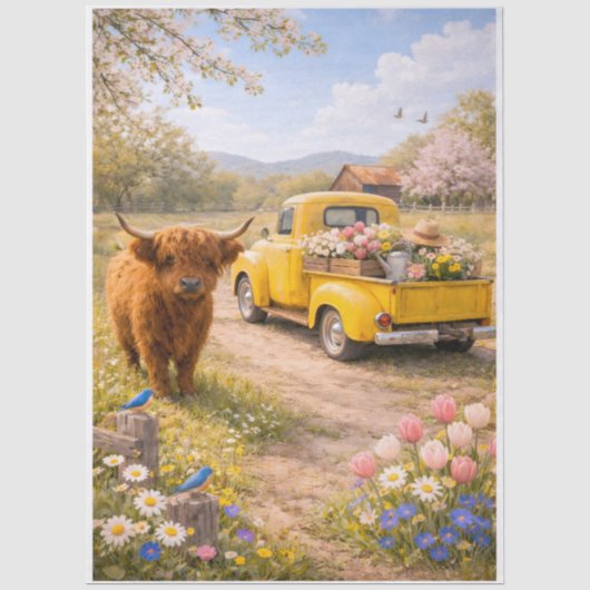 Frühlings-Hochlandkuh Seidenpapier (Vorderseite)