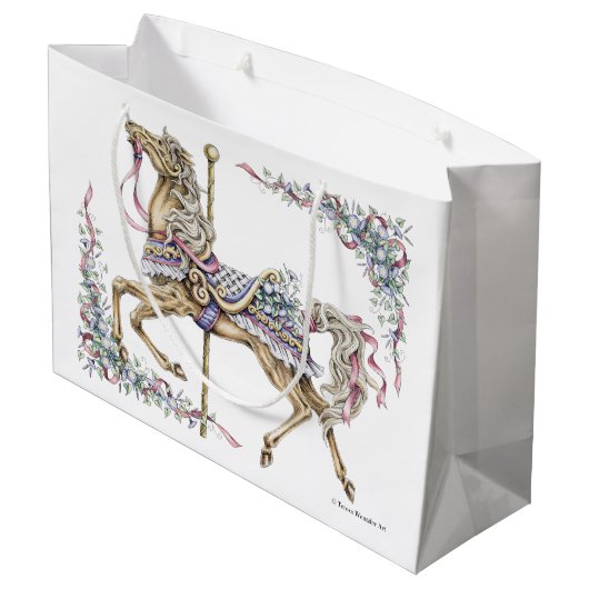 Frühlings-Karussell-Pferd, das Geschenk-Tasche Große Geschenktüte (Rückseite Schrägansicht)