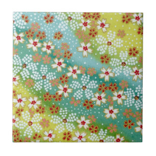 Frühlings-Kirschblüte-Kirschblüte blaues gelbes Fliese