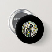 Frühlings-Kitty-Katze-Illustration Osterglocken-Ka Button (Vorne & Hinten)