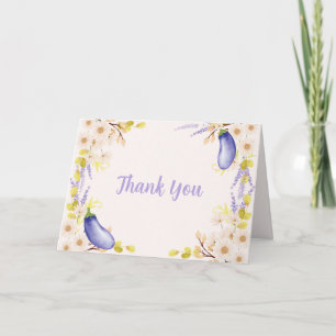 Frühlings-Lavendel-Daisy-Blumen-Aubergine-Baby-Sho Dankeskarte