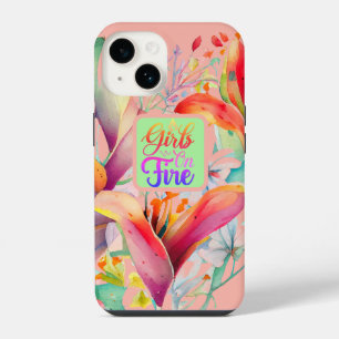 Frühlings-Lilienblüten-Mädchen stehen in Flammen Z iPhone 14 Hülle