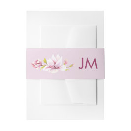 Frühlings-Magnolias-Monogram-Hochzeit Einladungsbanderole