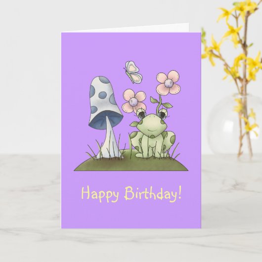 Frühlings-Material · Frosch u. Pilz Karte (Gelbe Blume)