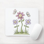 Frühlings-Material · Lila Blumen u. Schmetterlinge Mousepad (Mit Mouse)