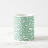 Frühlings-Mintgrüner-Blumen-Hase Kaffeetasse (Mittel)