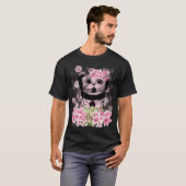 Frühlings-Mops, Frühlings-Mops mit rosa Blüten, ro T-Shirt (Vorne ganz)
