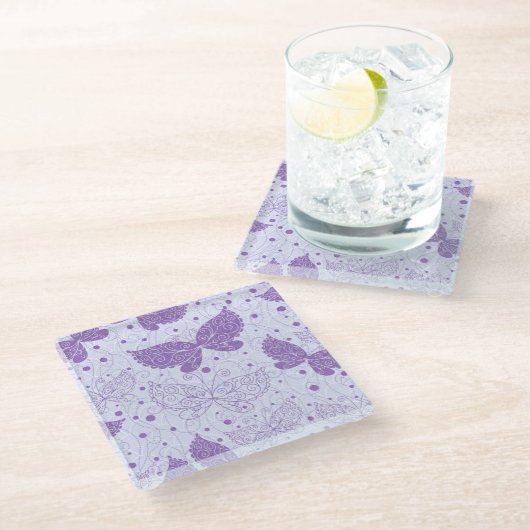 Frühlings-Muster Glasuntersetzer (Schrägansicht)