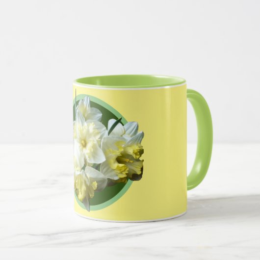 Frühlings-Narzissen-weiße gelbe Narzissen-Blumen Tasse (VorderseiteRechts)