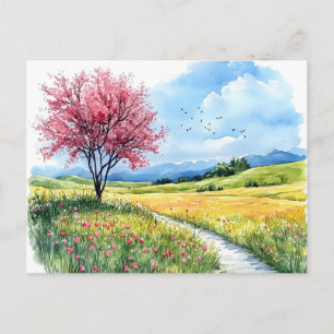 Frühlings-Natur-Blüten-Postkarte Aquarell Postkarte