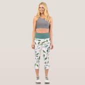 Frühlings-Olivenzweige Capri Leggings (Vorderseite)