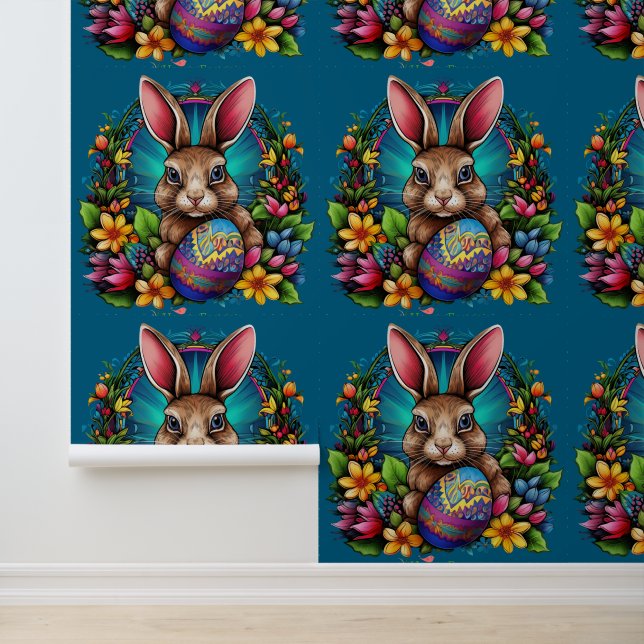 Frühlings-Osterhase Florale Textur Tapete (Anwendung)