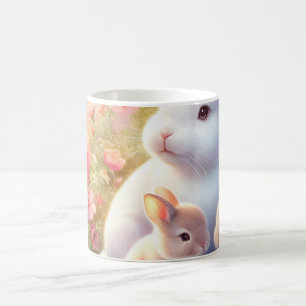 Frühlings-Osterhasen-Familie Florale Gartengestalt Kaffeetasse